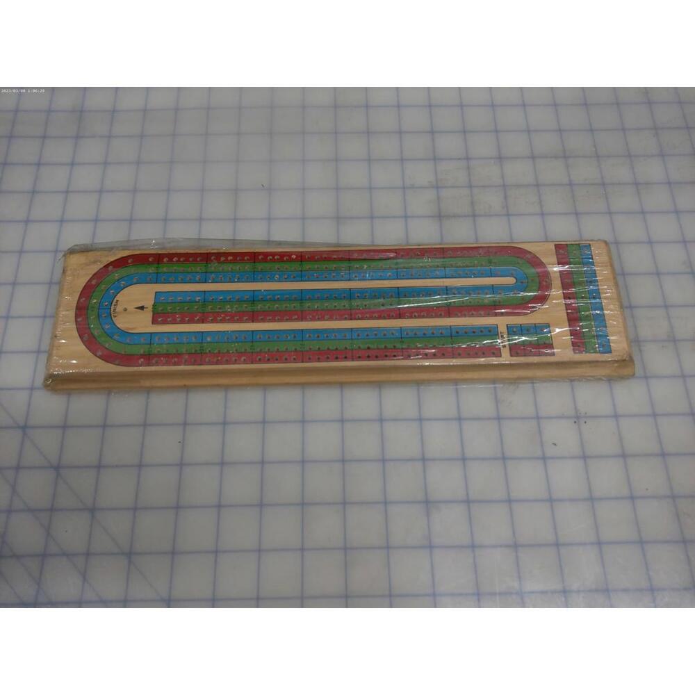 3-Track Folding Travel Cribbage Board Game with 6 Plastic Pegs for 2-3 Players